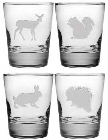 Eastern Wildlife Double Old Fashioned Glasses ~ Set of 4