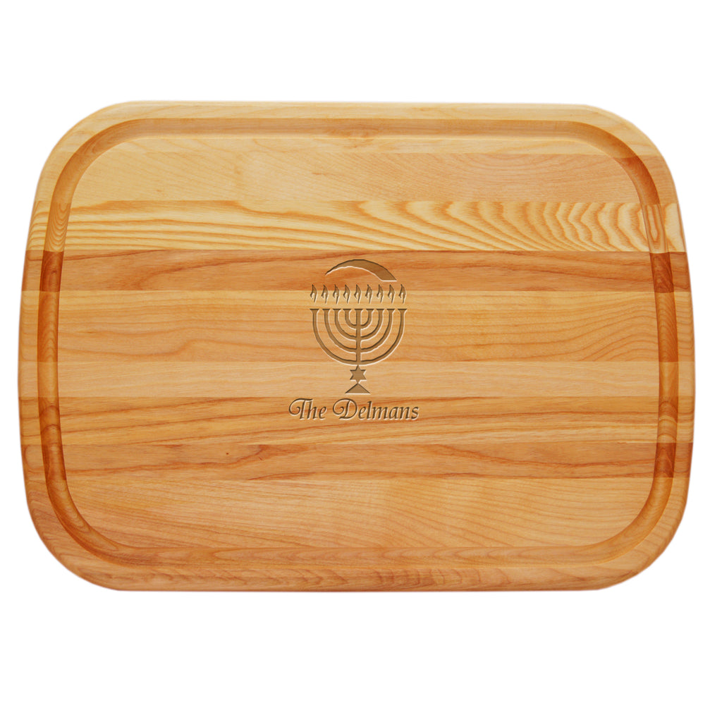 Menorah Personalized Serving Wood Board - Hanukkah Gifts