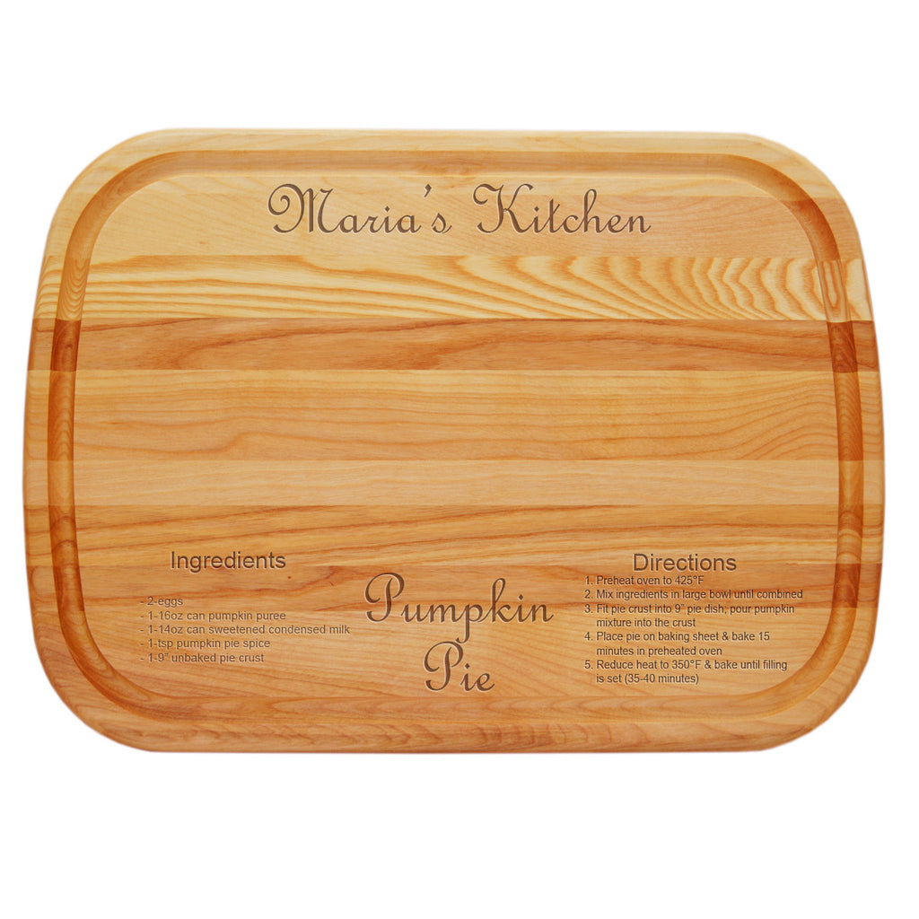 Pumpkin Pie Recipe Personalized Serving Wood Board