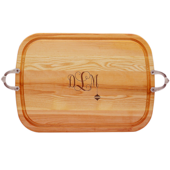 Ornament Wood Tray with Nouveau Handles ~ Monogrammed