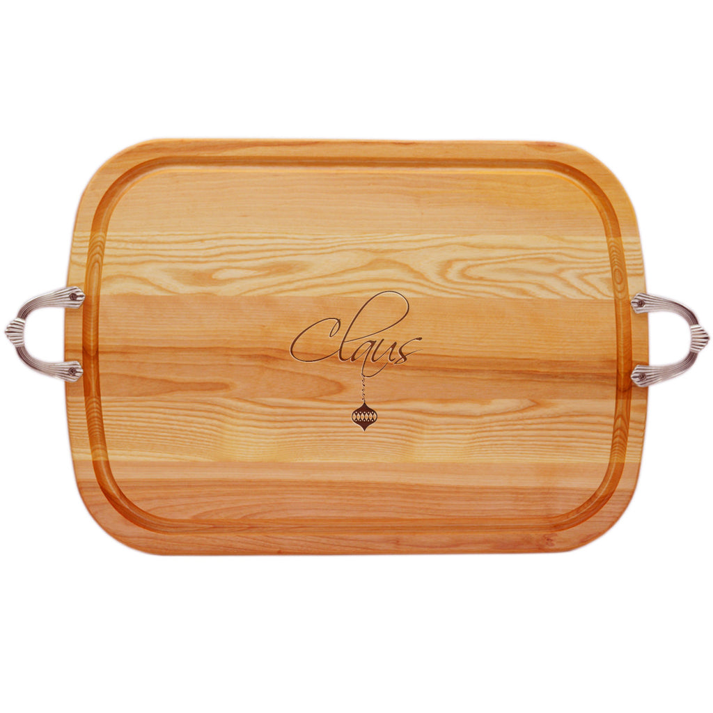 Ornament Name Wood Tray with Nouveau Handles ~ Personalized