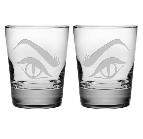 Evil Eyes Double Old Fashioned Glasses ~ Set of 2