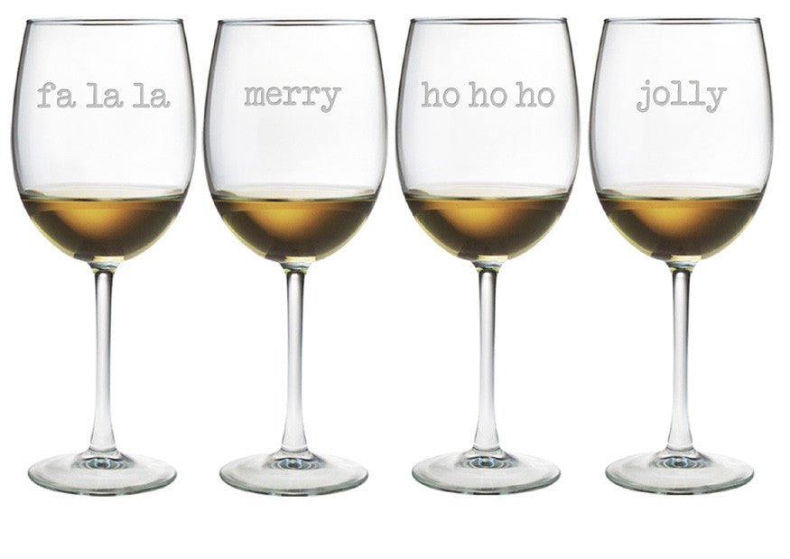 Fa La La Etc. Wine Glasses ~ Set of 4