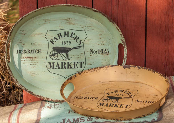 Farmers Market Iron Tray Set of 2