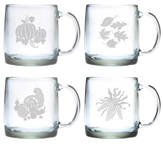 Festive Fall Coffee Mugs ~ Set of 4
