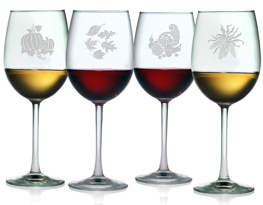 Festive Fall Wine Glasses ~ Set of 4