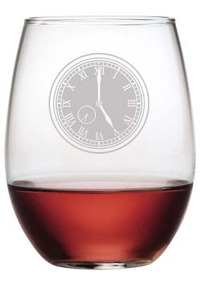 Five O'Clock Stemless Wine Glasses ~ Set of 4