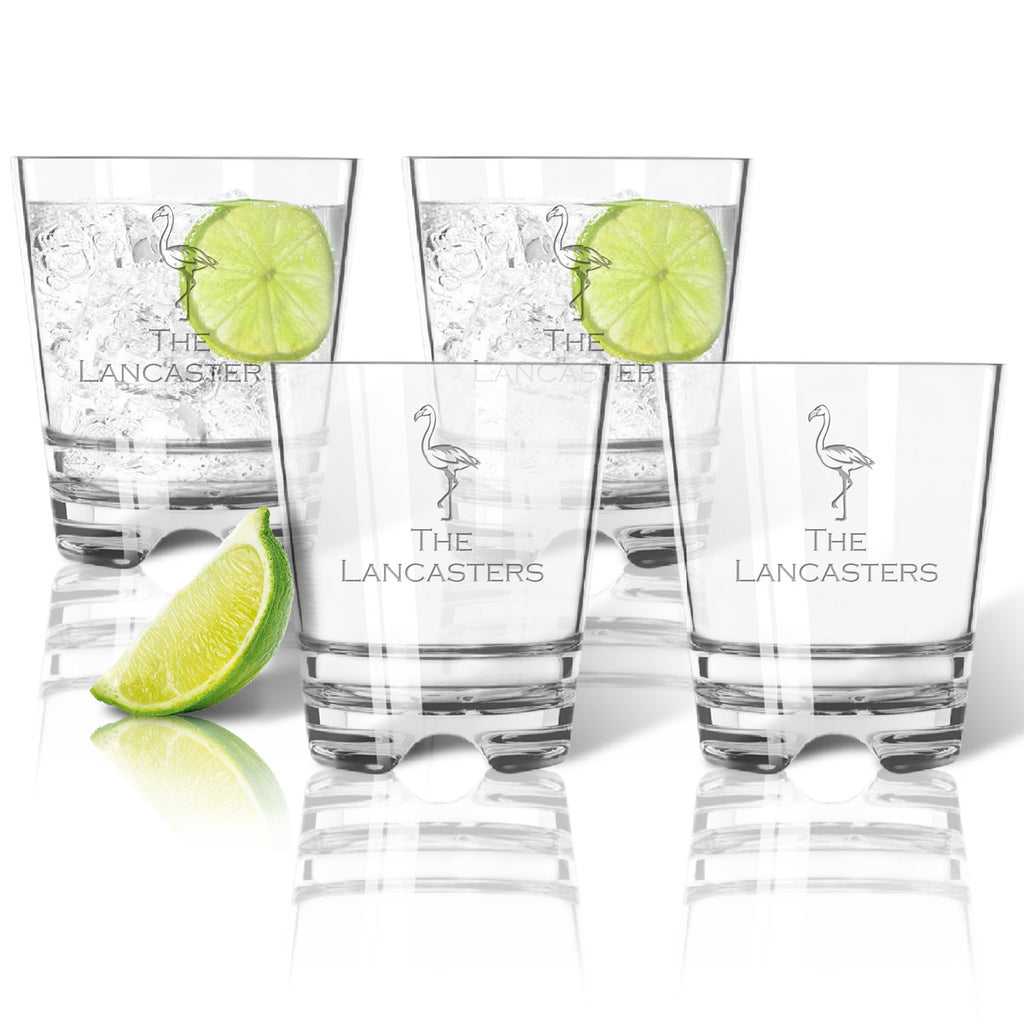 Flamingo Double Old Fashioned Outdoor Acrylic Glasses