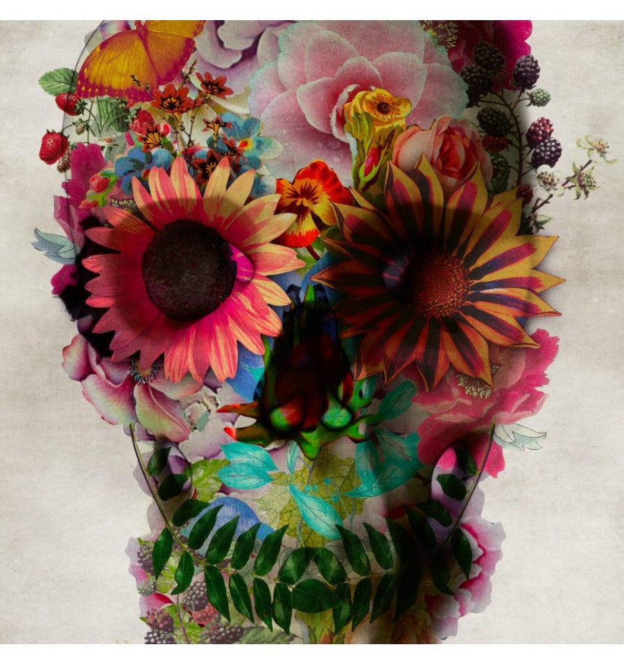 Floral Skull Wood Sign