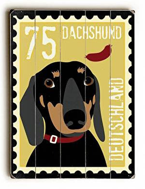 Dachshund Postage Stamp Wood Sign