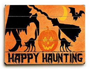 Happy Haunting Halloween Wood Sign