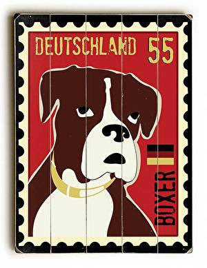 Boxer Postage Stamp Wood Sign