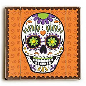 Halloween Skull Wood Sign
