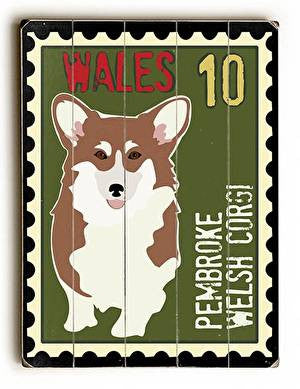 Corgi Postage Stamp Wood Sign