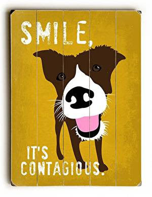 Smile It's Contagious Wood Sign