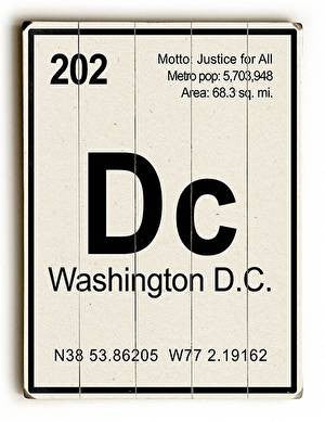 Washington DC Elements Wood Sign