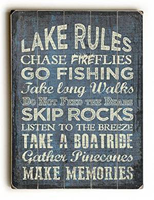 Lake Rules II Wood Sign