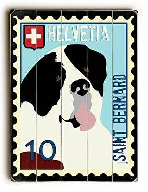 Saint Bernard Postage Stamp Wood Sign