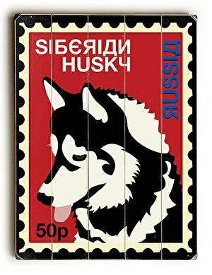 Siberian Husky Postage Stamp Wood Sign