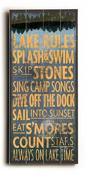 Lake Rules Wood Sign