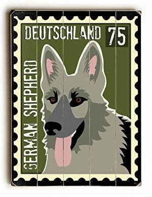 German Shepherd Postage Stamp Wood Sign