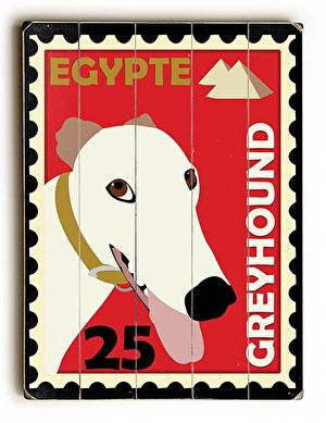 Greyhound Postage Stamp Wood Sign