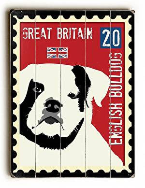 Bulldog Postage Stamp Wood Sign