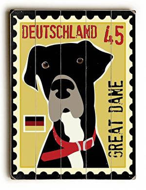 Great Dane Postage Stamp Wood Sign