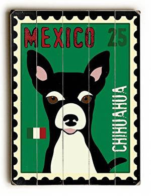 Chihuahua Postage Stamp Wood Sign