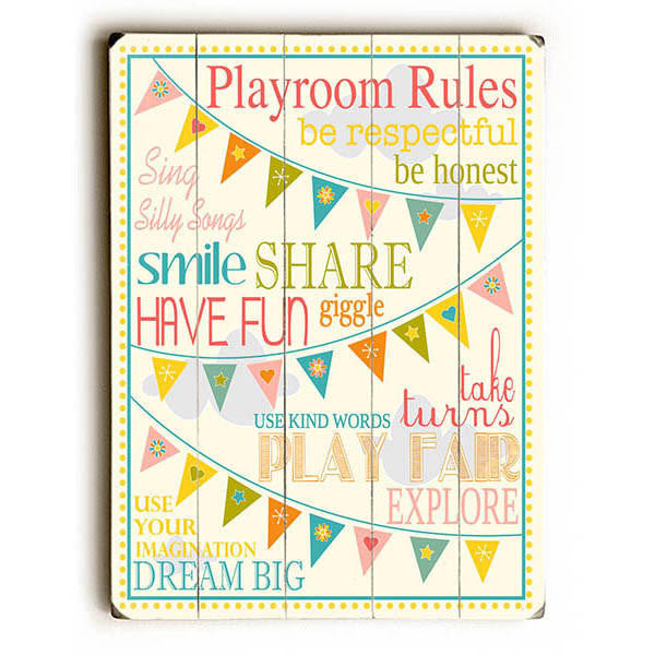 Playroom Rules Wood Sign