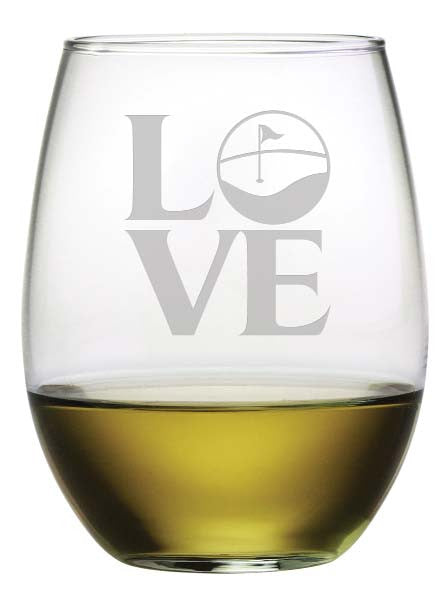 Golf Love Stemless Wine Glasses ~ Set of 4