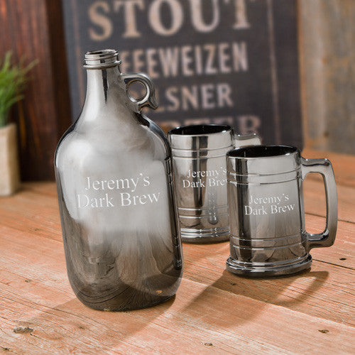 Gunmetal Beer Growler Set with Pint Glasses