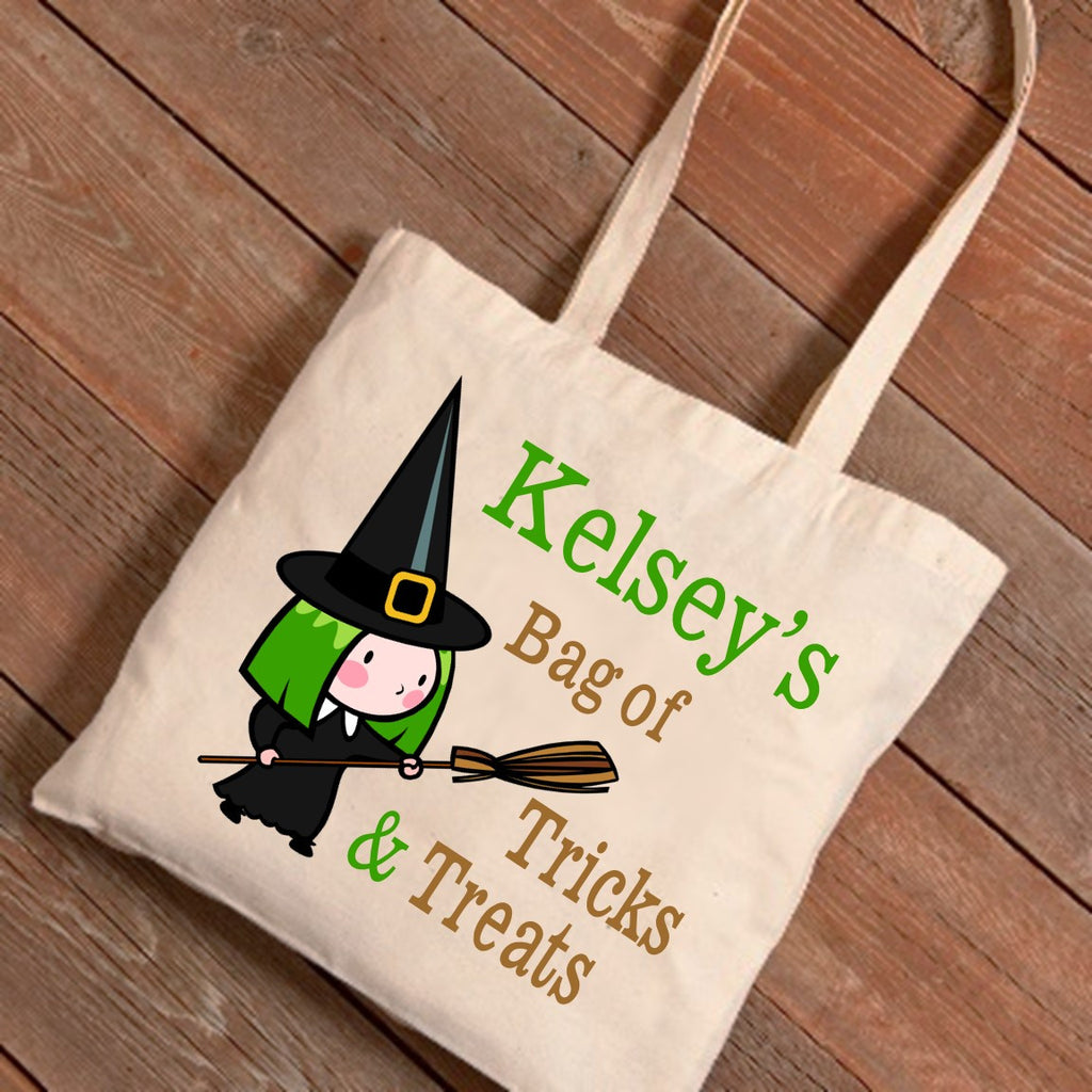 Halloween Witches Broom Trick-or-Treat Canvas Bag