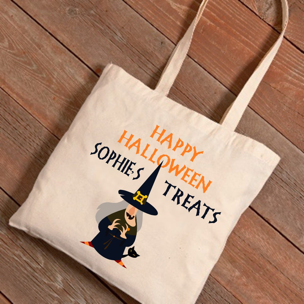 Halloween Witches Cat Trick-or-Treat Canvas Bag
