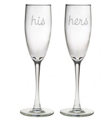 His and Hers Champagne Glasses ~ Set of 2