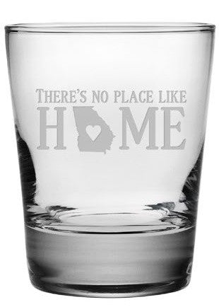 No Place Like Home Double Old Fashioned Glasses ~ Set of 4