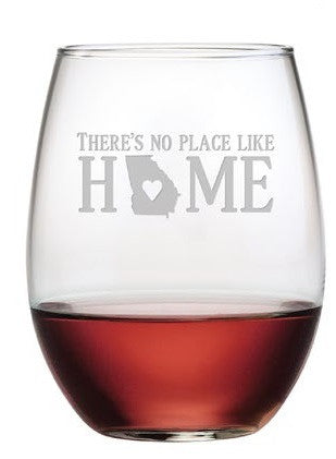 No Place Like Home ~ Stemless Wine Glasses ~ Set of 4