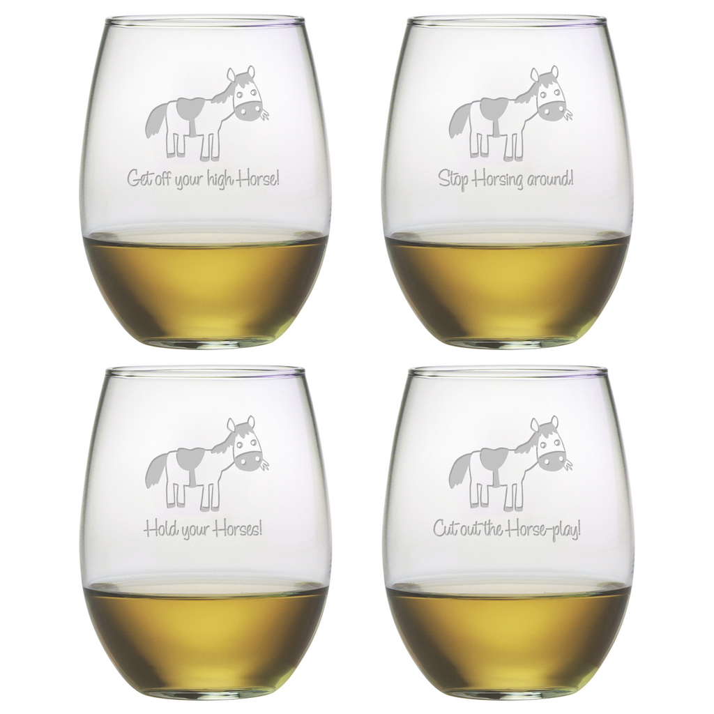 Horseplay Stemless Wine Glasses