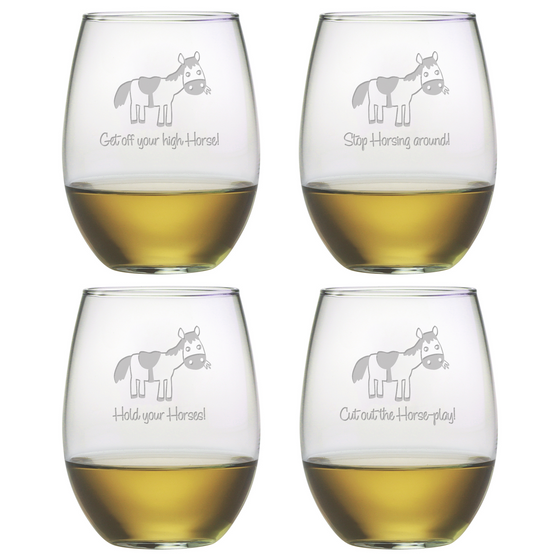 Horseplay Stemless Wine Glasses