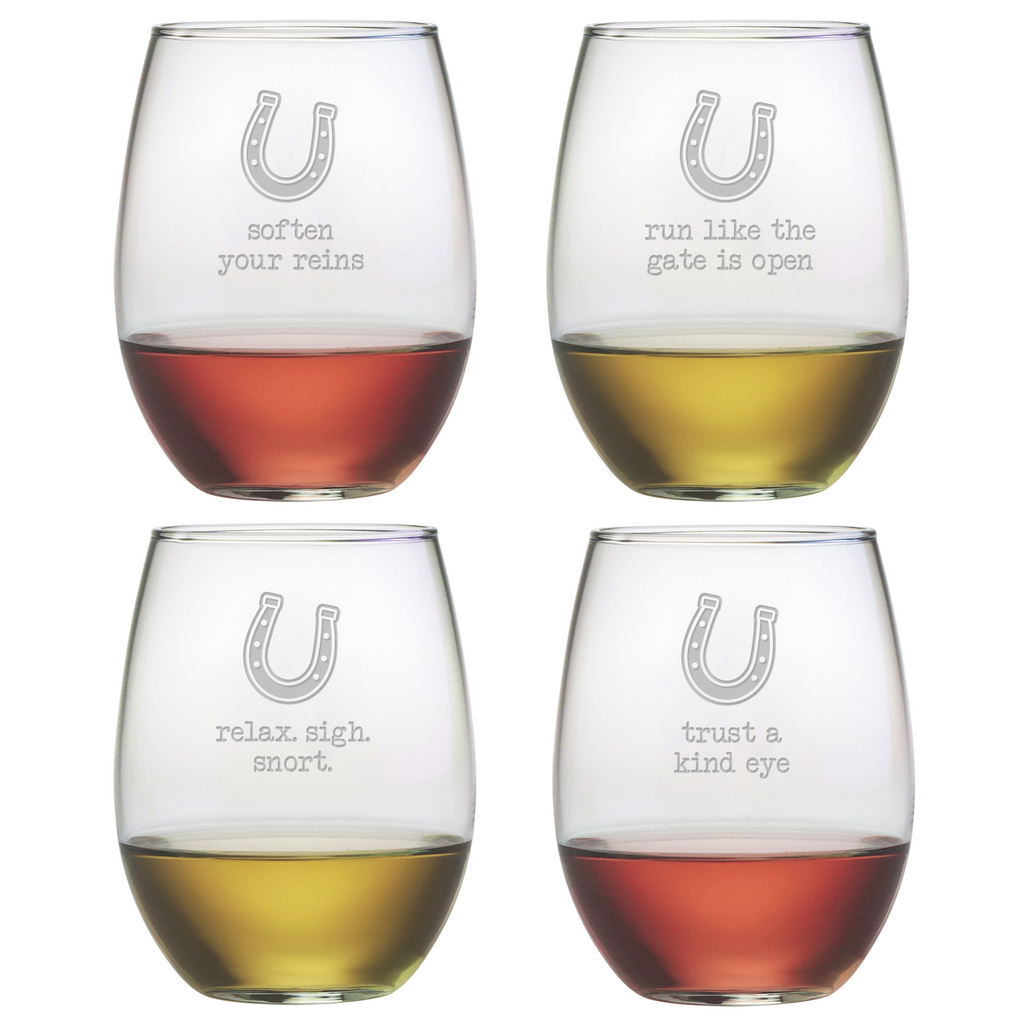 Horse Wisdom Stemless Wine Glasses