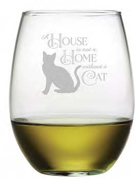 House Home Cat Stemless Wine Glasses