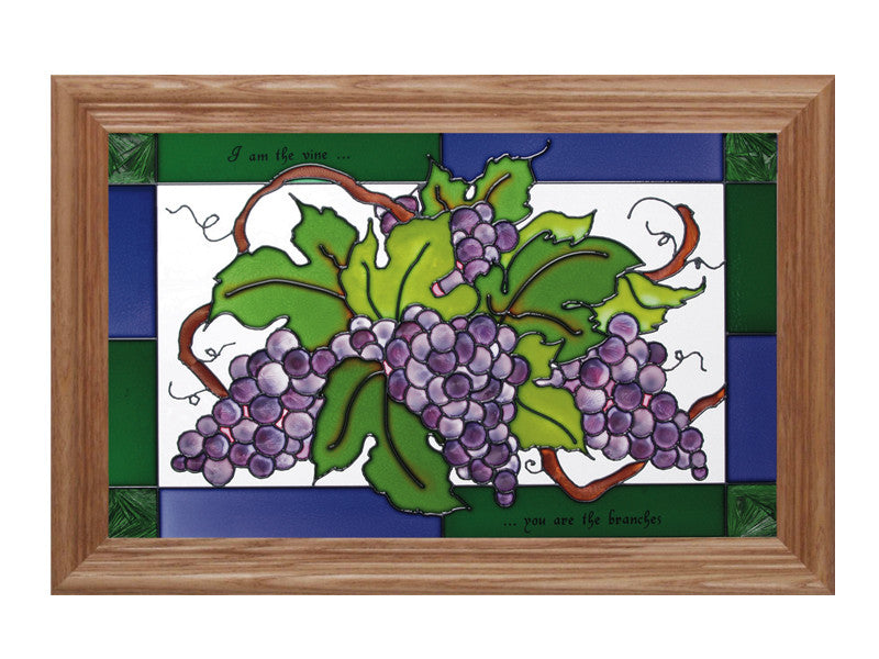 Vine and Branches Hand Painted Stained Glass Art