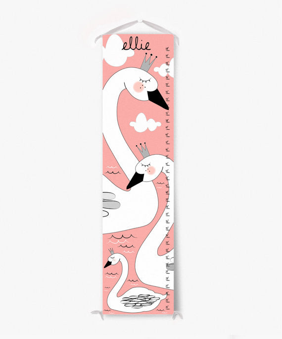 Swan Personalized Growth Chart - Nursery Decor - Baby Gifts
