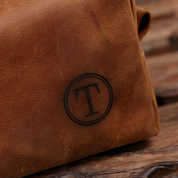 Leather Dopp Kit and Wood Gift Box - Premier Home & Gifts