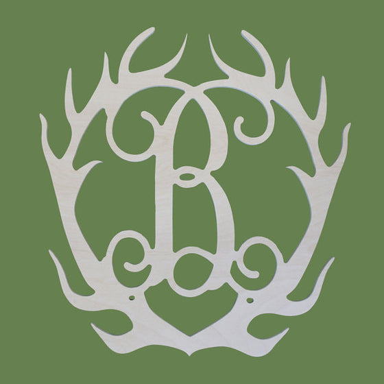 Antler Initial Wood Monogram - Gifts for the Lake Home and Cabin