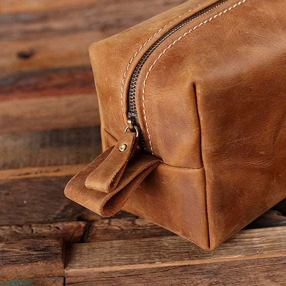 Leather Dopp Kit and Wood Gift Box - Premier Home & Gifts