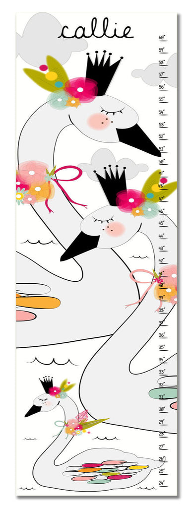 Swan Family Personalized Growth Chart - Nursery Decor - Baby Gifts