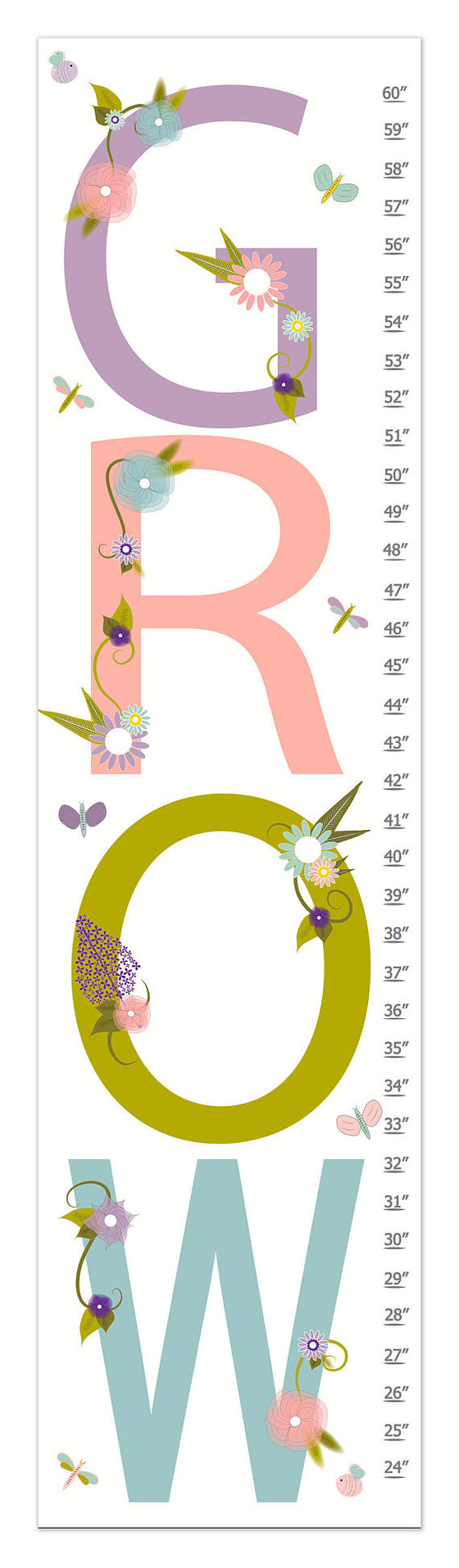 Grow Personalized Growth Chart - Nursery Decor - Baby Gifts