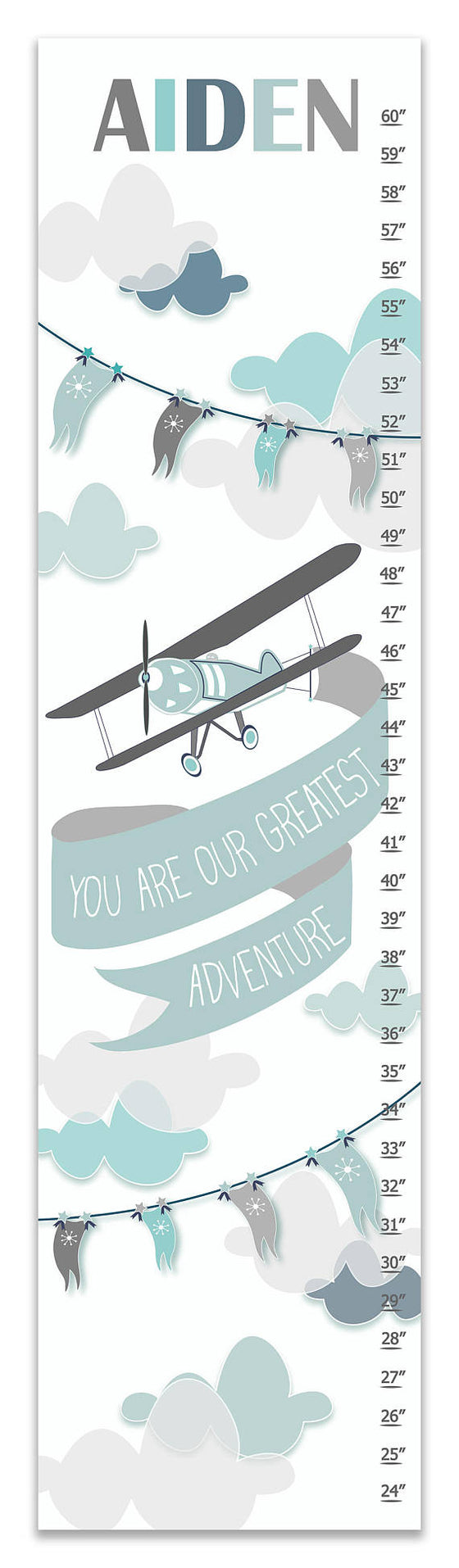 Airplane Adventure Personalized Growth Chart - Baby Boy Gifts - Gifts for Nursery