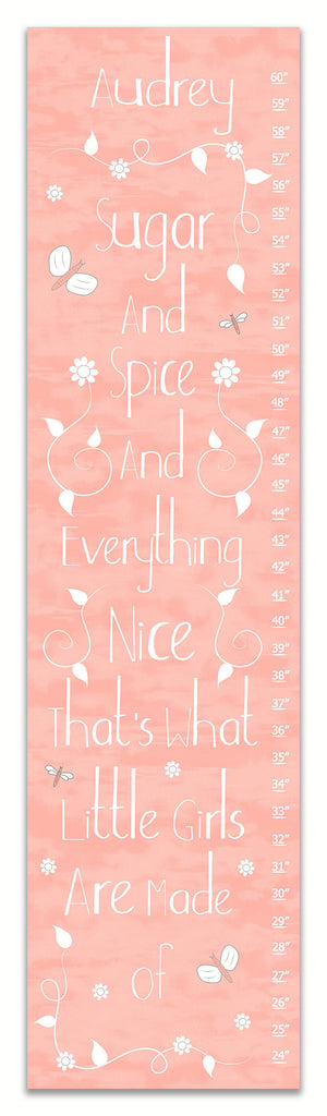 Sugar and Spice Pink Personalized Growth Chart - Nursery Decor